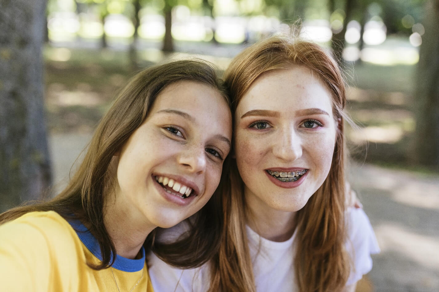 Smiling teens